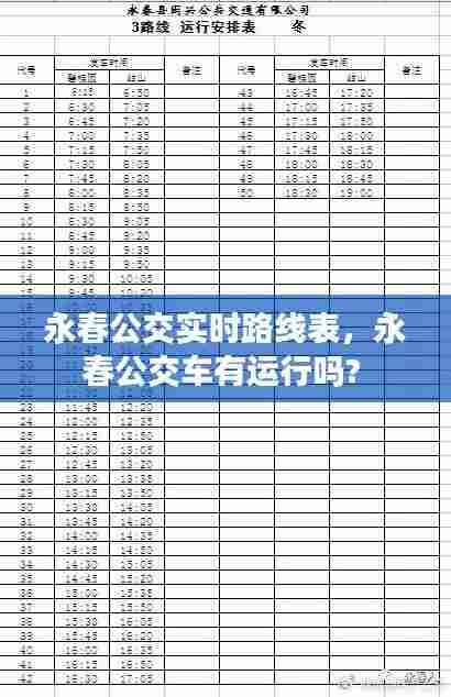 永春公交实时路线表，永春公交车有运行吗? 
