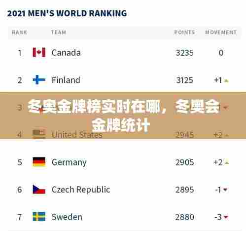 冬奥金牌榜实时在哪,冬奥会金牌统计