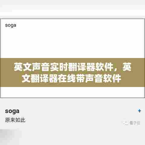 英文声音实时翻译器软件，英文翻译器在线带声音软件 