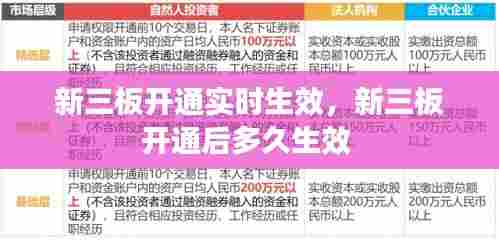 新三板开通实时生效，新三板开通后多久生效 