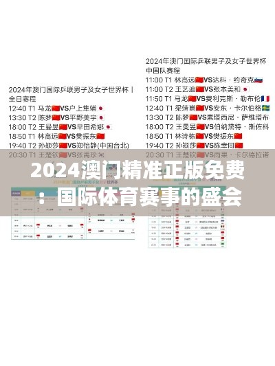 2024澳门精准正版免费：国际体育赛事的盛会体验