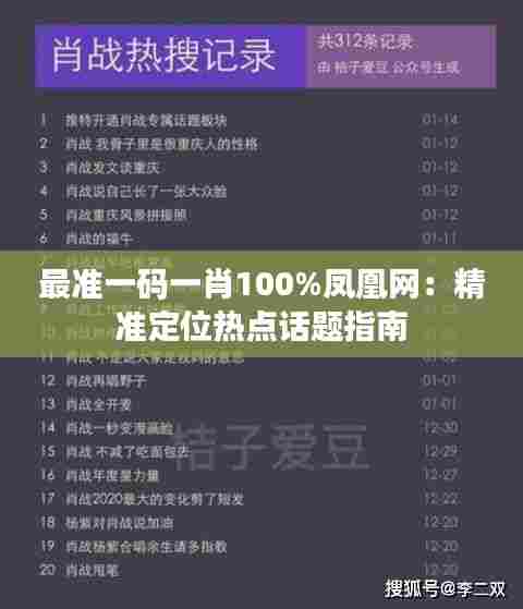 最准一码一肖100%凤凰网:精准定位热点话题指南