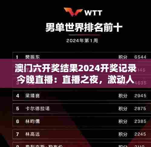 澳门六开奖结果2024开奖记录今晚直播:直播之夜,激动人心