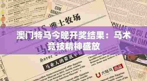 澳门特马今晚开奖结果：马术竞技精神盛放