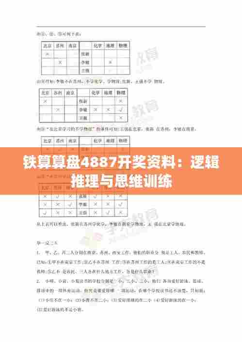 铁算算盘4887开奖资料:逻辑推理与思维训练