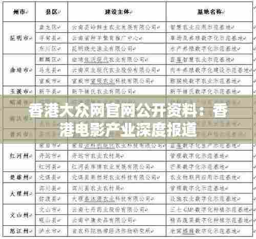 香港大众网官网公开资料：香港电影产业深度报道
