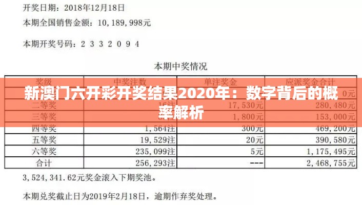 新澳门六开彩开奖结果2020年:数字背后的概率解析