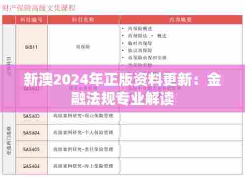 新澳2024年正版资料更新：金融法规专业解读