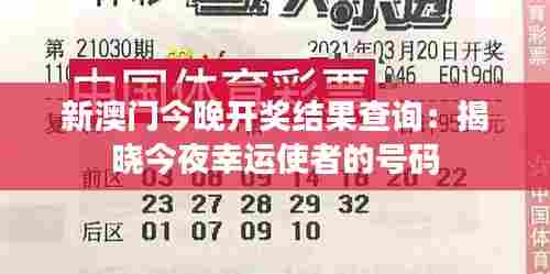 新澳门今晚开奖结果查询：揭晓今夜幸运使者的号码