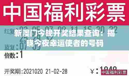 新澳门今晚开奖结果查询:揭晓今夜幸运使者的号码