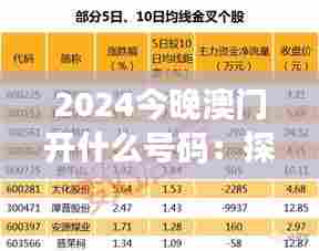 2024今晚澳门开什么号码：探索随机选择的科学原理