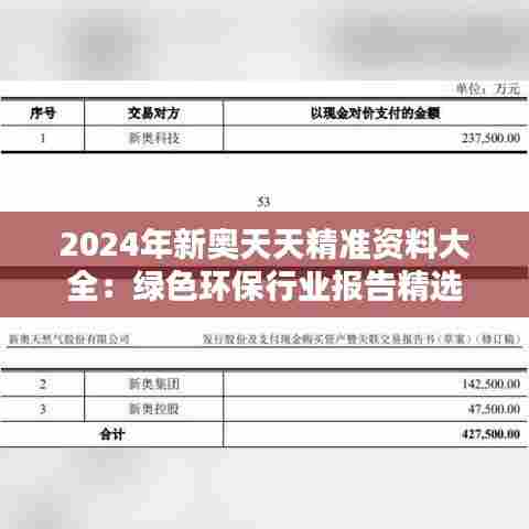 2024年新奥天天精准资料大全：绿色环保行业报告精选
