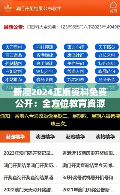 新澳2024正版资料免费公开:全方位教育资源共享,启迪智慧