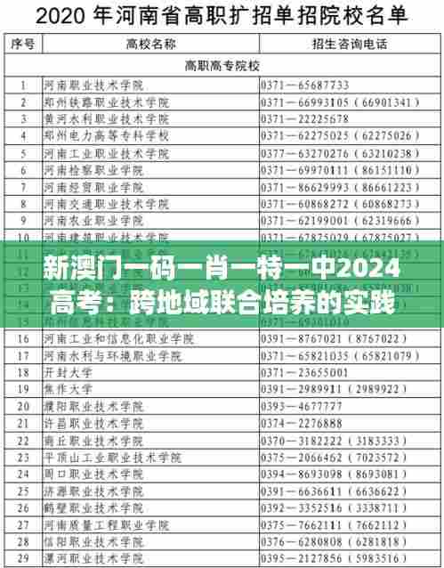 新澳门一码一肖一特一中2024高考：跨地域联合培养的实践