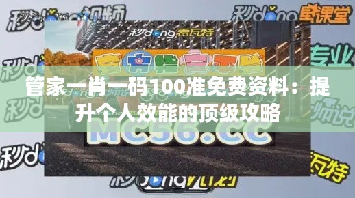管家一肖一码100准免费资料:提升个人效能的顶级攻略