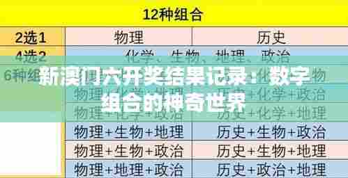 新澳门六开奖结果记录：数字组合的神奇世界
