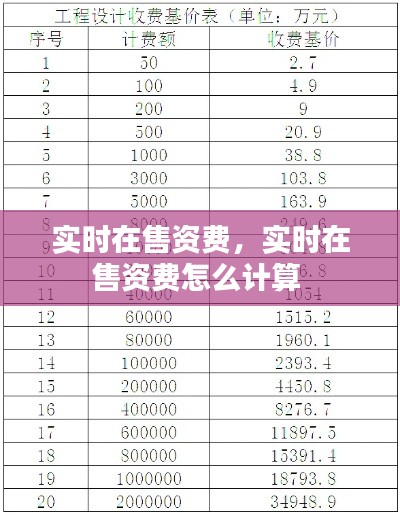 实时在售资费,实时在售资费怎么计算