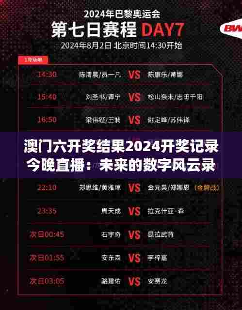 澳门六开奖结果2024开奖记录今晚直播:未来的数字风云录