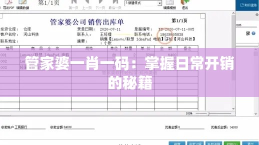 管家婆一肖一码：掌握日常开销的秘籍
