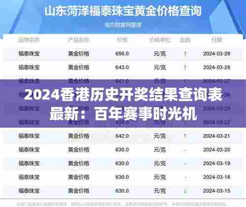 2024香港历史开奖结果查询表最新:百年赛事时光机