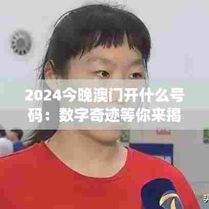 2024今晚澳门开什么号码:数字奇迹等你来揭晓