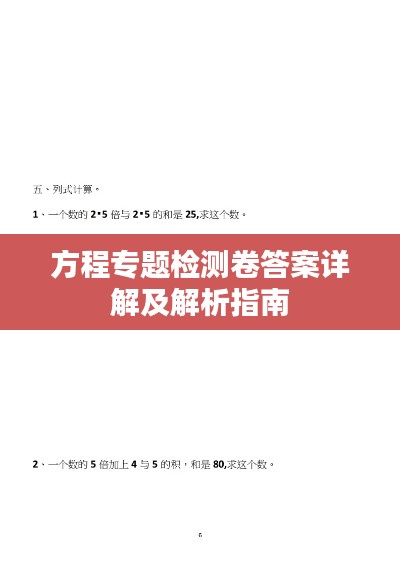 方程专题检测卷答案详解及解析指南