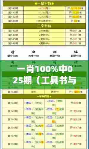 一肖100%中025期（工具书与文献检索）