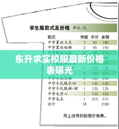 东升求实校服最新价格表曝光
