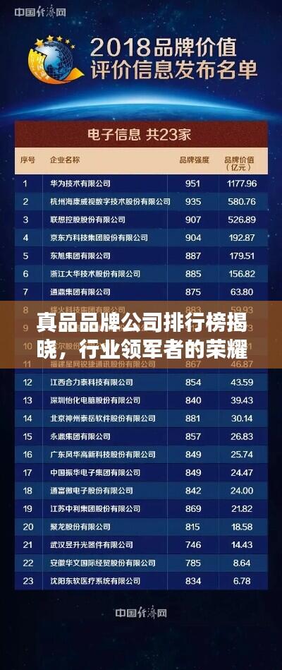真品品牌公司排行榜揭晓，行业领军者的荣耀榜单