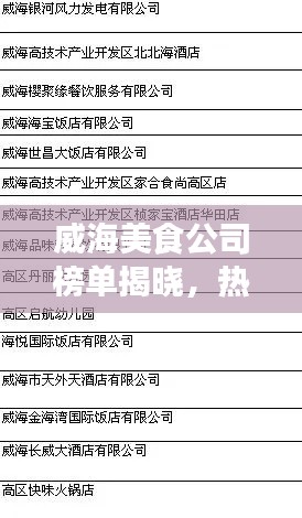威海美食公司榜单揭晓，热门美食企业排名榜单出炉！