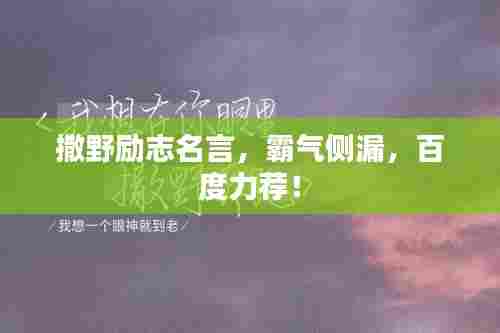 撒野励志名言,霸气侧漏,百度力荐!