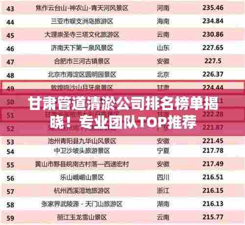 甘肃管道清淤公司排名榜单揭晓!专业团队TOP推荐