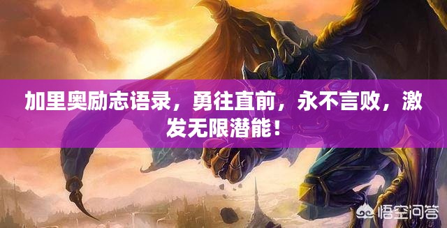 加里奥励志语录,勇往直前,永不言败,激发无限潜能!