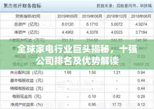 全球家电行业巨头揭秘,十强公司排名及优势解读