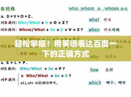 轻松掌握！用英语表达百度一下的正确方式