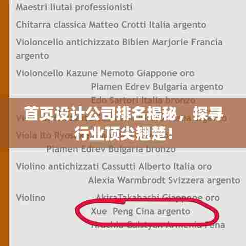 首页设计公司排名揭秘，探寻行业顶尖翘楚！