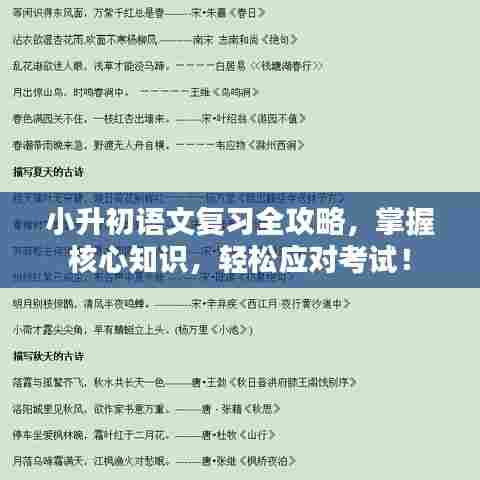 小升初语文复习全攻略，掌握核心知识，轻松应对考试！