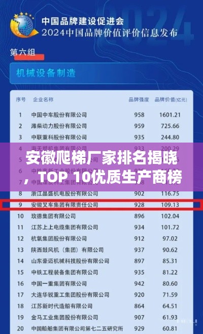 安徽爬梯厂家排名揭晓，TOP 10优质生产商榜单！