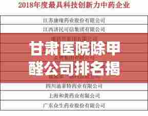 甘肃医院除甲醛公司排名揭晓，权威榜单，专业治理，健康保障！