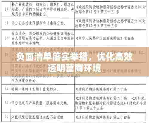 负面清单落实举措,优化高效透明营商环境