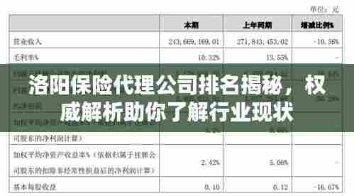洛阳保险代理公司排名揭秘,权威解析助你了解行业现状
