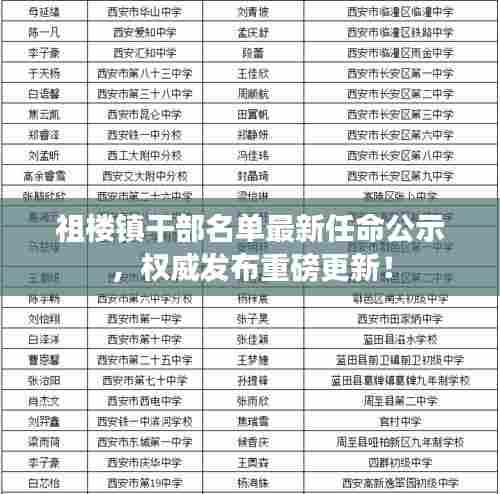 祖楼镇干部名单最新任命公示，权威发布重磅更新！