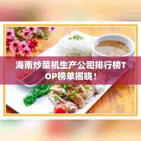 海南炒菜机生产公司排行榜TOP榜单揭晓!