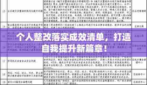 个人整改落实成效清单,打造自我提升新篇章!