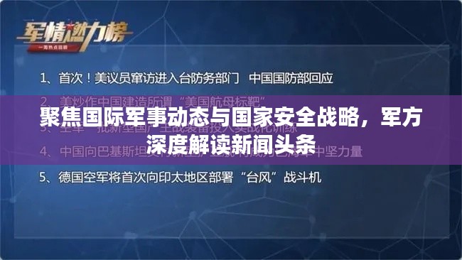聚焦国际军事动态与国家安全战略，军方深度解读新闻头条