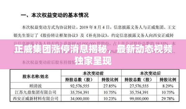 正威集团涨停消息揭秘，最新动态视频独家呈现