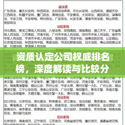 资质认定公司权威排名榜,深度解读与比较分析