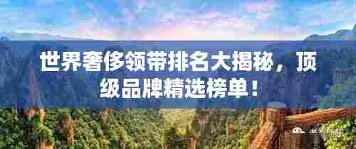 世界奢侈领带排名大揭秘，顶级品牌精选榜单！
