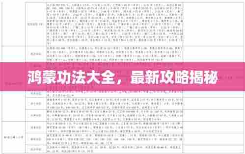 鸿蒙功法大全,最新攻略揭秘