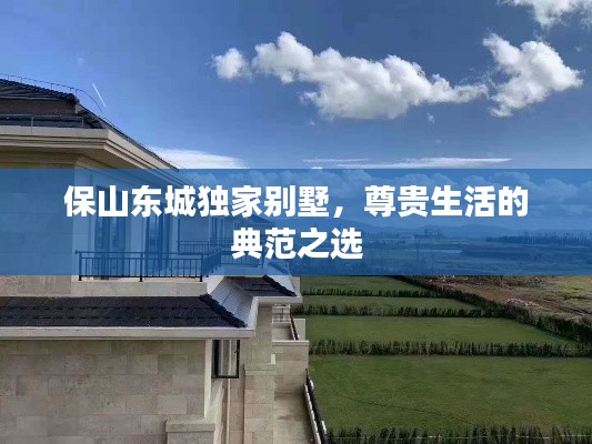 保山东城独家别墅，尊贵生活的典范之选